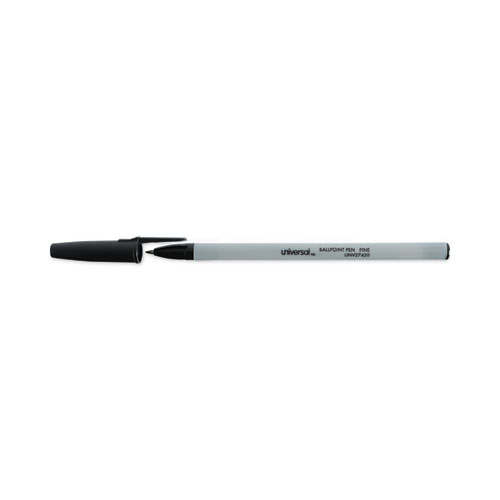 Picture of Ballpoint Pen, Stick, Fine 0.7 mm, Black Ink, Gray/Black Barrel, Dozen