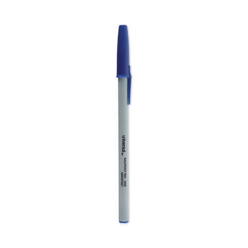 Ballpoint+Pen%2C+Stick%2C+Fine+0.7+mm%2C+Blue+Ink%2C+Gray%2FBlue+Barrel%2C+Dozen