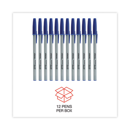 Picture of Ballpoint Pen, Stick, Fine 0.7 mm, Blue Ink, Gray/Blue Barrel, Dozen