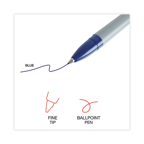 Picture of Ballpoint Pen, Stick, Fine 0.7 mm, Blue Ink, Gray/Blue Barrel, Dozen