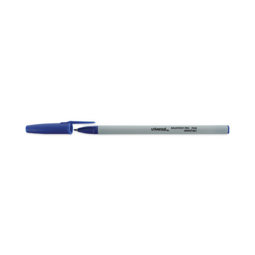 Picture of Ballpoint Pen, Stick, Fine 0.7 mm, Blue Ink, Gray/Blue Barrel, Dozen