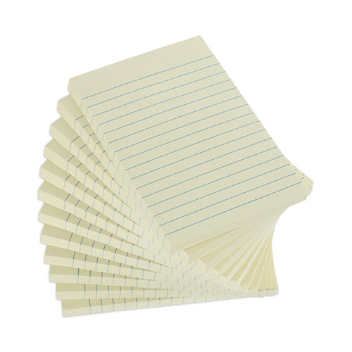 Picture of Recycled Self-Stick Note Pads, Note Ruled, 4" x 6", Yellow, 100 Sheets/Pad, 12 Pads/Pack