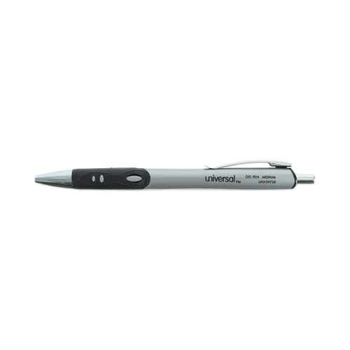 Picture of Comfort Grip Gel Pen, Retractable, Medium 0.7 mm, Black Ink, Gray/Black/Silver Barrel, Dozen