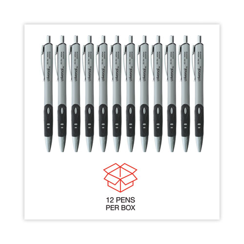 Picture of Comfort Grip Gel Pen, Retractable, Medium 0.7 mm, Black Ink, Gray/Black/Silver Barrel, Dozen