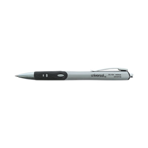 Picture of Comfort Grip Gel Pen, Retractable, Medium 0.7 mm, Black Ink, Gray/Black/Silver Barrel, Dozen