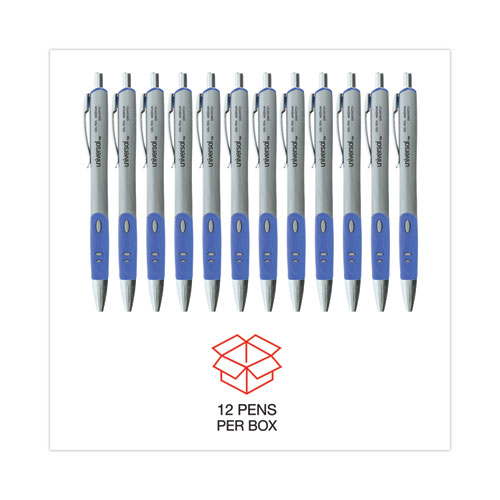 Picture of Comfort Grip Gel Pen, Retractable, Medium 0.7 mm, Blue Ink, Gray/Blue/Silver Barrel, Dozen