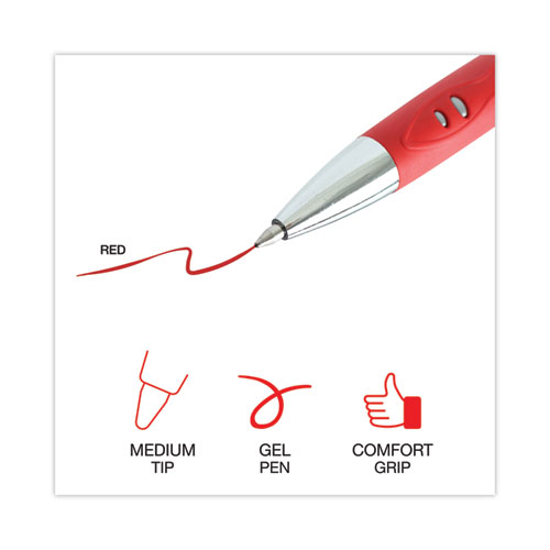 Picture of Comfort Grip Gel Pen, Retractable, Medium 0.7 mm, Red Ink, Gray/Red/Silver Barrel, Dozen