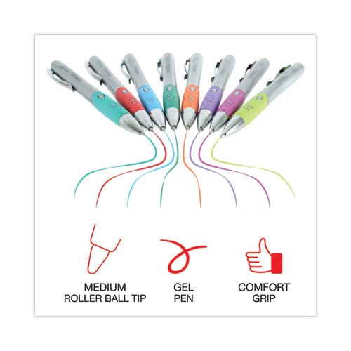 Picture of Comfort Grip Gel Pen, Retractable, Medium 0.7 mm, Assorted Ink and Barrel Colors, 8/Pack