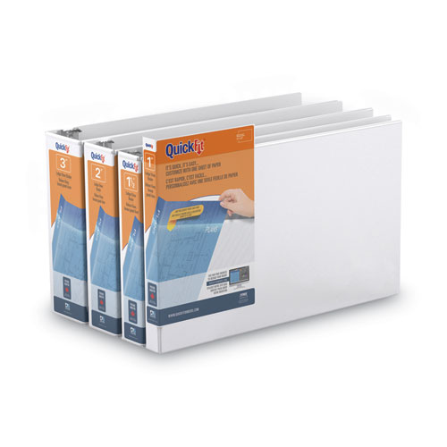 Picture of QuickFit Ledger D-Ring View Binder, 3 Rings, 3" Capacity, 11 x 17, White