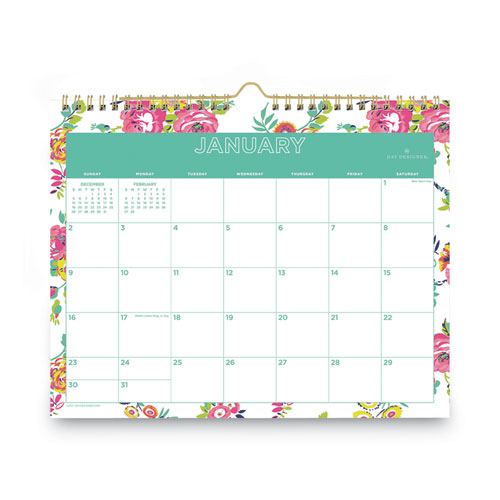 Picture of Day Designer Peyton Wall Calendar, Floral Artwork, 11 x 8.75, White/Multicolor Sheets, 12-Month (Jan to Dec): 2025