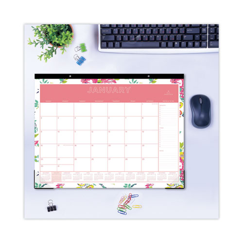 Picture of Day Designer Peyton Desk Pad Calendar, Floral Artwork, 22 x 17, Black Binding, Clear Corners, 12-Month (Jan to Dec): 2025