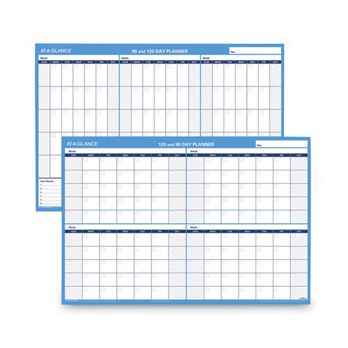 Picture of 90/120-Day Undated Horizontal Erasable Wall Planner, 36 x 24, White/Blue Sheets, Undated