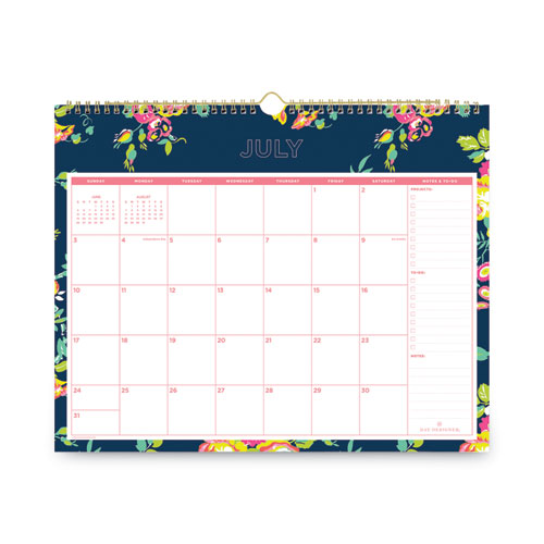 Picture of Day Designer Peyton Academic Wall Calendar, Floral Artwork, 15 x 12, White/Navy Sheets, 12-Month (July to June): 2024 to 2025