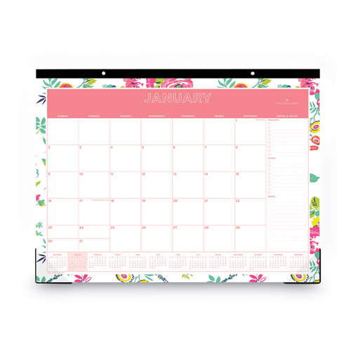 Picture of Day Designer Peyton Desk Pad Calendar, Floral Artwork, 22 x 17, Black Binding, Clear Corners, 12-Month (Jan to Dec): 2025