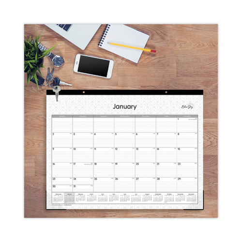 Picture of Enterprise Desk Pad, Geometric Artwork, 22 x 17, White/Gray Sheets, Black Binding, Clear Corners, 12-Month (Jan to Dec): 2025