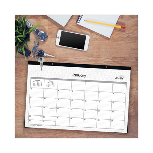 Picture of Enterprise Desk Pad, Geometric Artwork, 17 x 11, White/Gray Sheets, Black Binding, Clear Corners, 12-Month (Jan to Dec): 2025