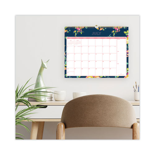 Picture of Day Designer Peyton Academic Wall Calendar, Floral Artwork, 15 x 12, White/Navy Sheets, 12-Month (July to June): 2024 to 2025