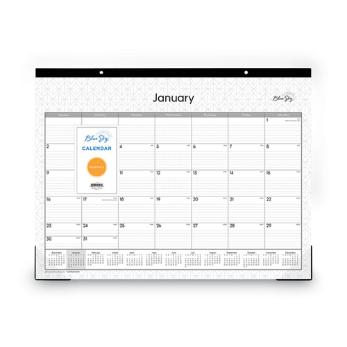 Picture of Enterprise Desk Pad, Geometric Artwork, 22 x 17, White/Gray Sheets, Black Binding, Clear Corners, 12-Month (Jan to Dec): 2025