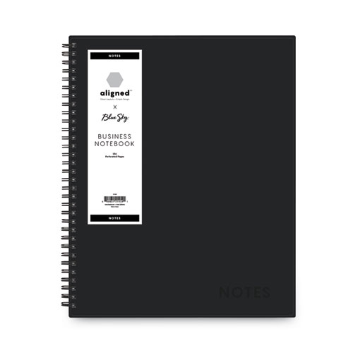 Picture of Aligned Business Notebook, 1-Subject, Meeting-Minutes/Notes Format with Narrow Rule, Black Cover, (78) 11 x 8.5 Sheets