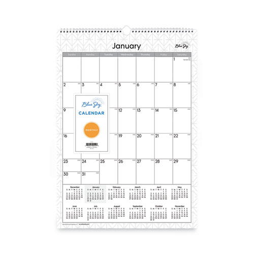 Picture of Enterprise Wall Calendar, Geometric Artwork, 12 x 17, White/Gray Sheets, 12-Month (Jan to Dec): 2025