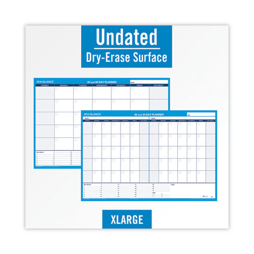 Picture of 30/60-Day Undated Horizontal Erasable Wall Planner, 36 x 24, White/Blue Sheets, Undated