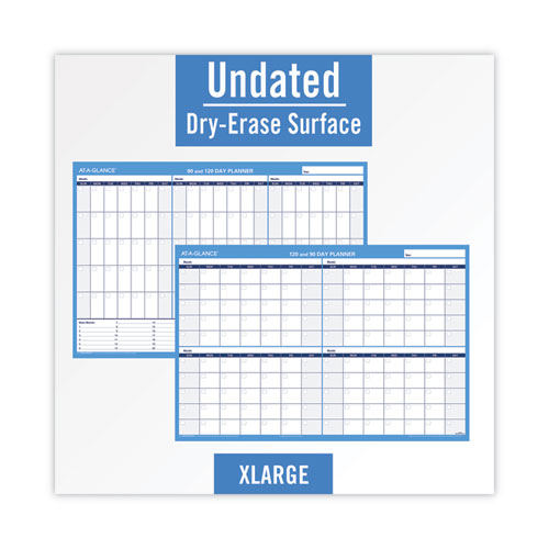 Picture of 90/120-Day Undated Horizontal Erasable Wall Planner, 36 x 24, White/Blue Sheets, Undated