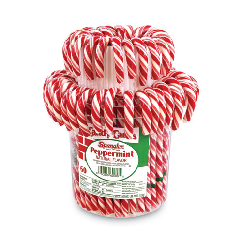 Picture of Peppermint Candy Canes, 1 oz, 60 Pieces/Jar, 1 Jar/Carton