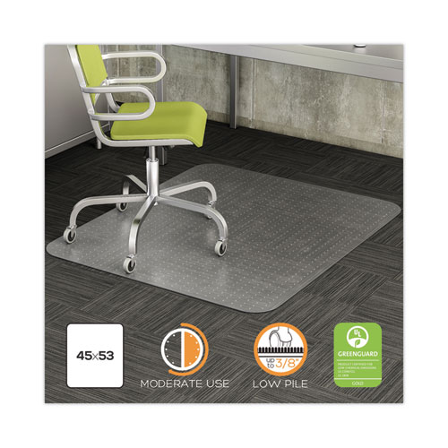 Picture of DuraMat Moderate Use Chair Mat, Low Pile Carpet, Flat, 45 x 53, Rectangle, Clear