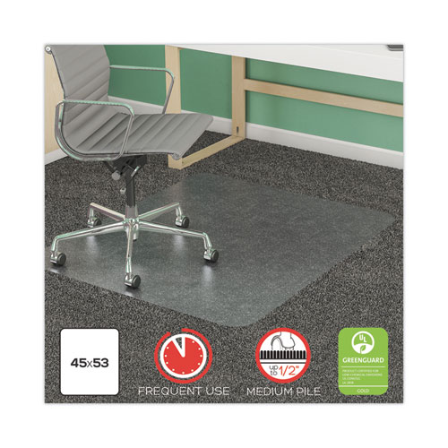 Picture of SuperMat Frequent Use Chair Mat, Med Pile Carpet, Flat, 45 x 53, Rectangular, Clear