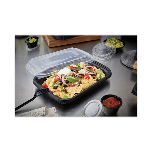 Picture of EarthChoice Entree2Go Takeout Container, 48 oz, 11.75 x 8.75 x 1.61, Black, Plastic, 200/Carton