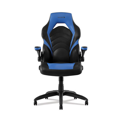 Picture of Vortex Bonded Leather Gaming Chair, Supports Up to 301 lbs, 17.9" to 21.6" Seat Height, Blue/Black, Black Base