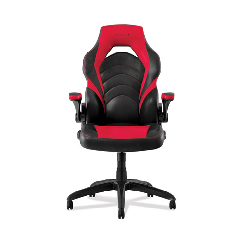 Picture of Vortex Bonded Leather Gaming Chair, Supports Up to 301 lbs, 17.9" to 21.6" Seat Height, Red/Black Back, Black Base
