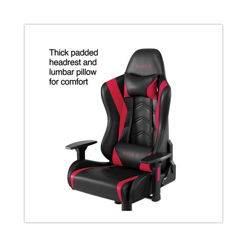 Picture of Vartan Bonded Leather Gaming Chair, Supports Up to 275 lbs, 18.3" to 22.1" Seat Height, Red/Black Seat and Back, Black Base