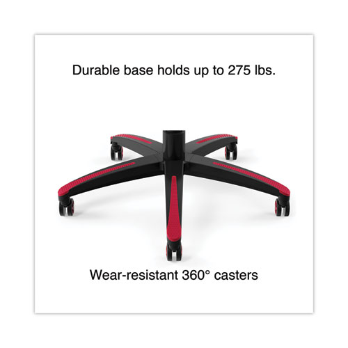 Picture of Vartan Bonded Leather Gaming Chair, Supports Up to 275 lbs, 18.3" to 22.1" Seat Height, Red/Black Seat and Back, Black Base