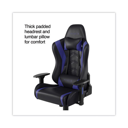 Picture of Vartan Bonded Leather Gaming Chair, Supports Up to 275 lbs, Blue/Black Seat, Blue/Black Back, Black Base
