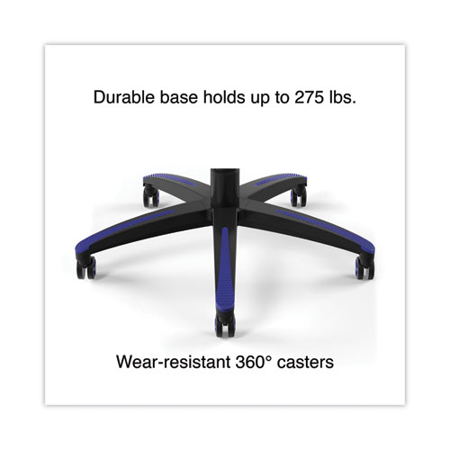 Picture of Vartan Bonded Leather Gaming Chair, Supports Up to 275 lbs, Blue/Black Seat, Blue/Black Back, Black Base