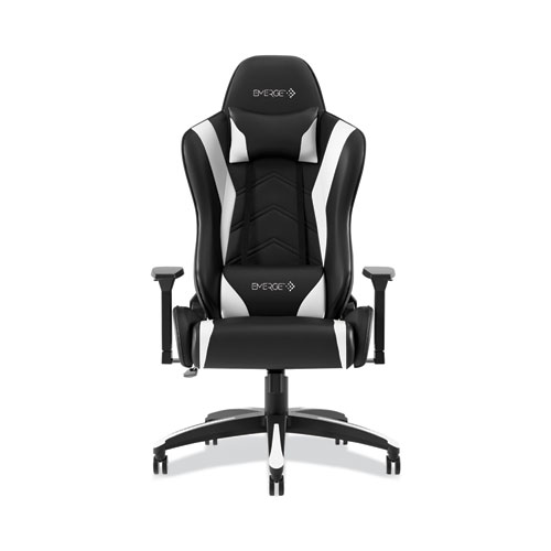 Vartan+Bonded+Leather+Gaming+Chair%2C+Supports+Up+to+275+lbs%2C+White%2FBlack+Seat%2C+White%2FBlack+Back%2C+Black+Base