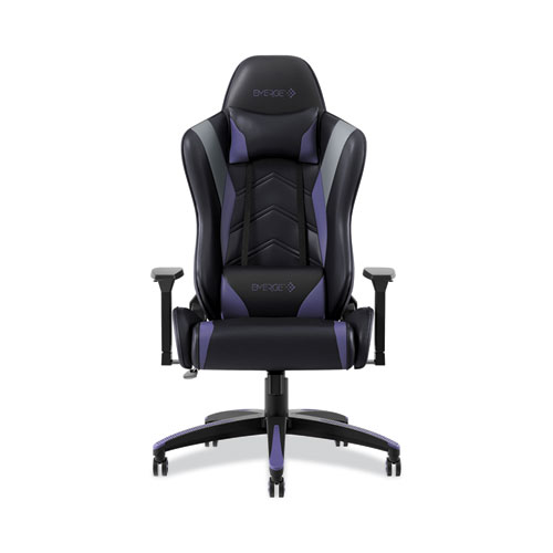 Picture of Vartan Bonded Leather Gaming Chair, Supports Up to 275 lbs, Purple/Black Seat, Purple/Black Back, Black Base