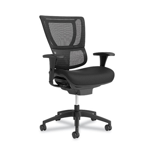 Picture of FlexFit 1500TF Mesh Back Fabric Task Chair, Supports Up to 300 lbs, 17.32" to 20.87" Seat Height, Black Seat/Back, Black Base