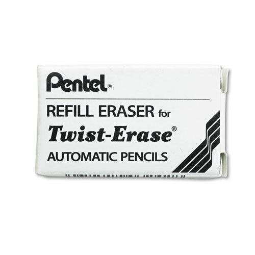 Eraser+Refills+For+Pentel+Side+Fx+And+Twist-Erase+Pencils%2C+Cylindrical+Rod%2C+White%2C+3%2Ftube
