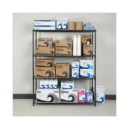 Picture of All-Purpose Wire Shelving Starter Kit, Four-Shelf, 60w x 18d x 72h, Black Anthracite Plus