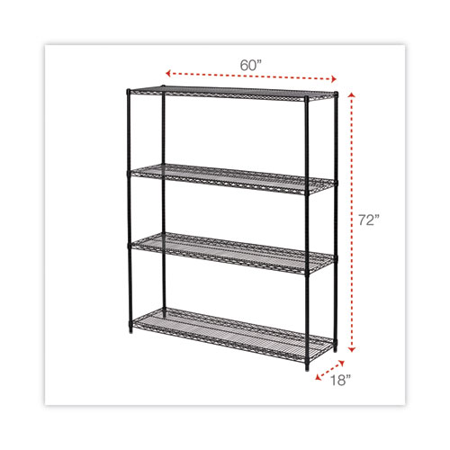 Picture of All-Purpose Wire Shelving Starter Kit, Four-Shelf, 60w x 18d x 72h, Black Anthracite Plus