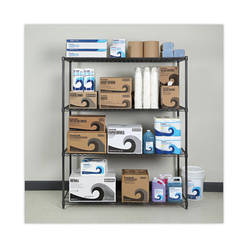 Picture of All-Purpose Wire Shelving Starter Kit, Four-Shelf, 60w x 24d x 72h, Black Anthracite Plus