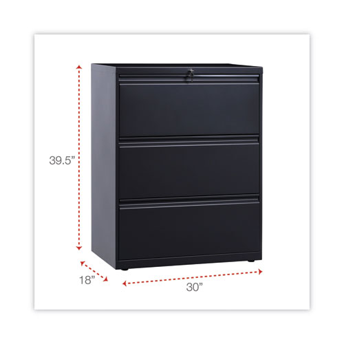 Picture of Lateral File, 3 Legal/Letter/A4/A5-Size File Drawers, Charcoal, 30" x 18" x 39.5"