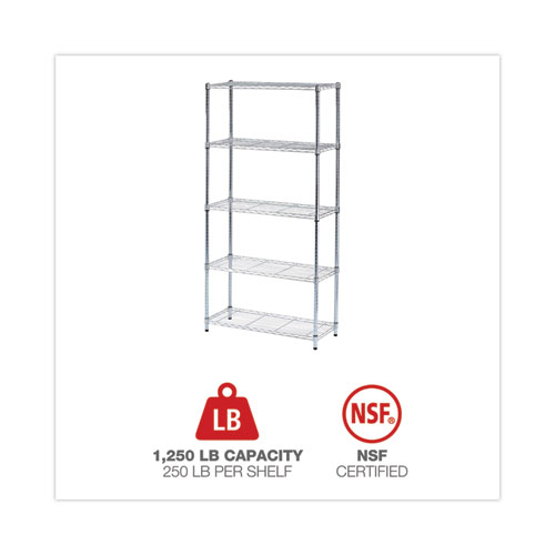 Picture of Residential Wire Shelving, Five-Shelf, 36w x 14d x 72h, Silver