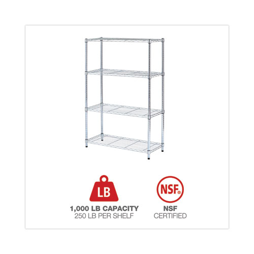 Picture of Residential Wire Shelving, Four-Shelf, 36w x 14d x 54h, Silver