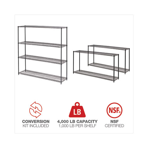 Picture of BA Plus Wire Shelving Kit, Four-Shelf, 72w x 18d x 72h, Black Anthracite Plus