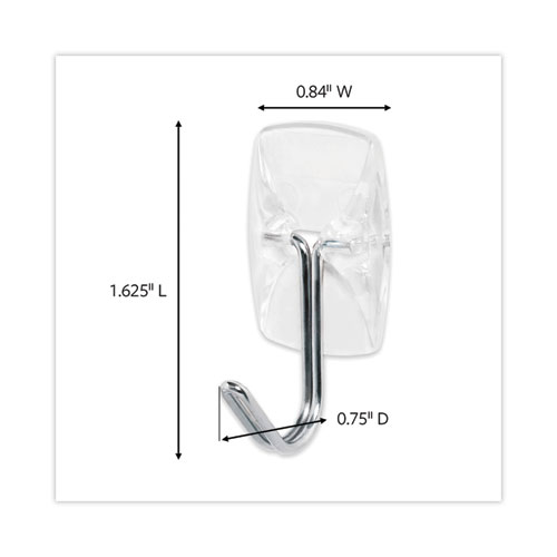 Picture of Small Wire Hooks, Small, Plastic/Metal, Clear, 0.5 lb Capacity, Clear, 15 Hooks and 20 Strips/Pack