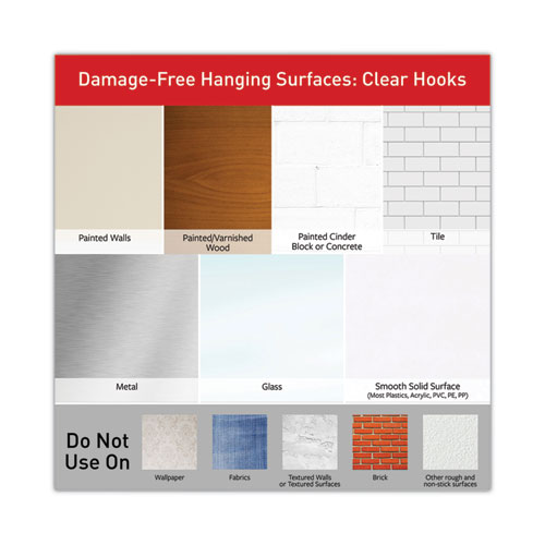 Picture of Small Wire Hooks, Small, Plastic/Metal, Clear, 0.5 lb Capacity, Clear, 15 Hooks and 20 Strips/Pack