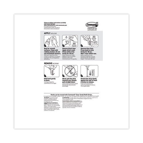 Picture of Small Wire Hooks, Small, Plastic/Metal, Clear, 0.5 lb Capacity, Clear, 15 Hooks and 20 Strips/Pack